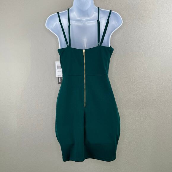 Sequin Hearts Green Scuba Strappy Asymmetric Mini Sheath Dress Junior 5 NWT - Picture 14 of 15